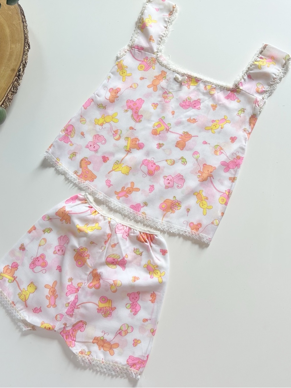 Vintage Delicate Teddy Cat Mouse Tank Top & Short Set | Size 3